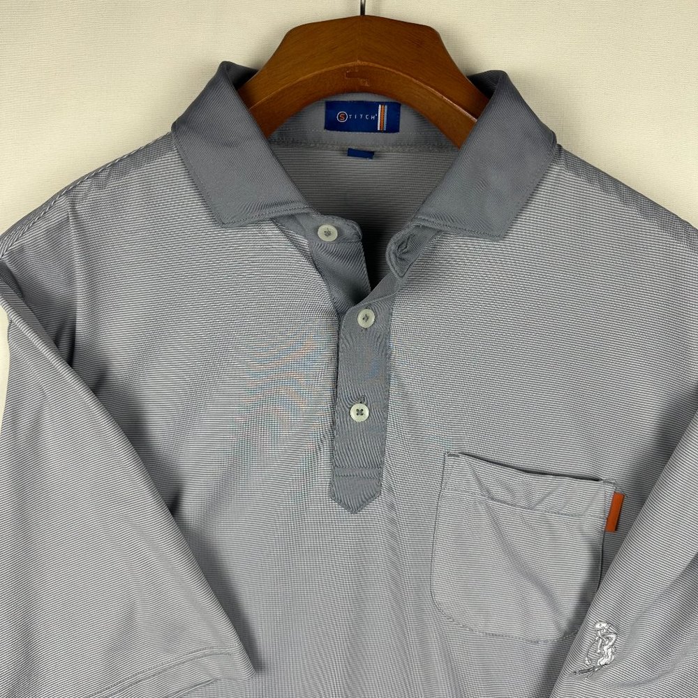 Stitch Golf Polo Shirt Mens L Gray Striped Short Sleeve Performance Activewear